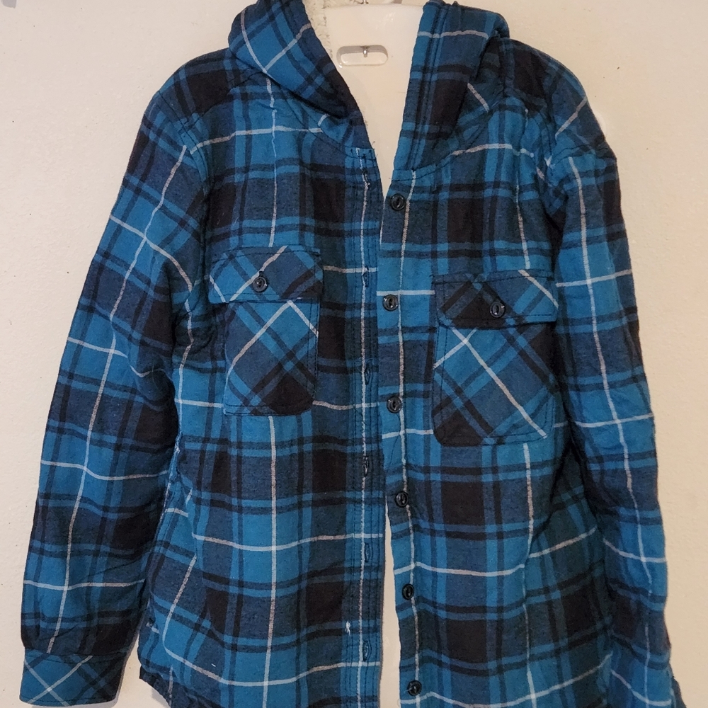 Boston traders lined blue plaid flannel shirt size M